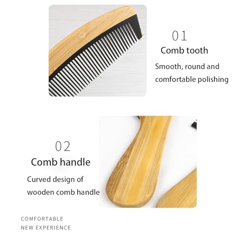 Peine Natural de Bambú y Bakelita 15.5 cm Negro miniatura 7