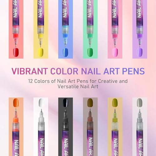 Image of KHOLAD Nail Art Marker Pens for Kids - 12 Colors | 0.5mm Ultra Fine Tip | Quick Dry Waterproof Nail Polish Pens | DIY Nail Art Kit for Girls, Women & Beginners | Graffiti Nail Painting Set (12 Colors - 0.5mm SS Tip)