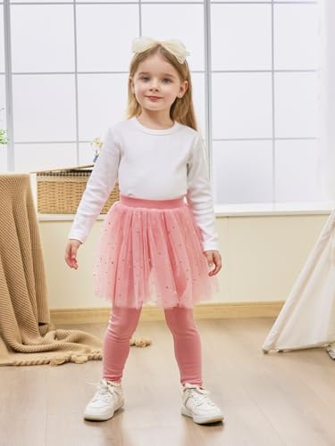 Girls Leggings with Skirt Kids Tulle Skirt with Sparkling Stars Pants Toddler Footless Leggings 1-8 Years2