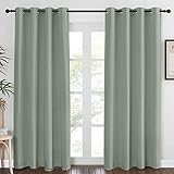 NICETOWN Blackout Sage Green Curtain 84 inch Length for Bedroom - Thermal Insulated Grommet Room Darkening Window Drape Sound Dampening for Living Room, W52 x L84, 1 Panel