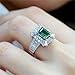 Vintage 925 Sterling Silver Emerald Ring Cocktail Rings Square Cut Green Gem Cubic Zirconia Anniversary Promise Ring CZ Eternity Engagement Wedding Band Ring for Women TZ.85 (US Code 8)