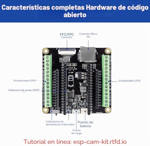 Modulo ESP32CAM SunFounder con ranura Micro SD y placa de expansion 2
