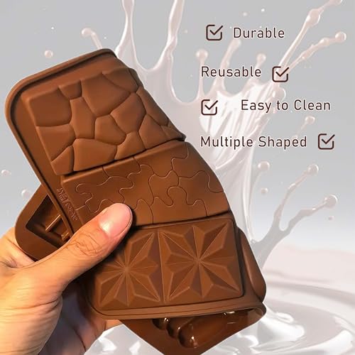 Image of MoldBerry Silicone Chocolate Bar Mould Combo - 6 Cavity Multi Design Chocolate Bar Mold + 9 Cavity Small Kunafa Bar Mold for Homemade Chocolates, Candy, Desserts & Baking (Pack 2)