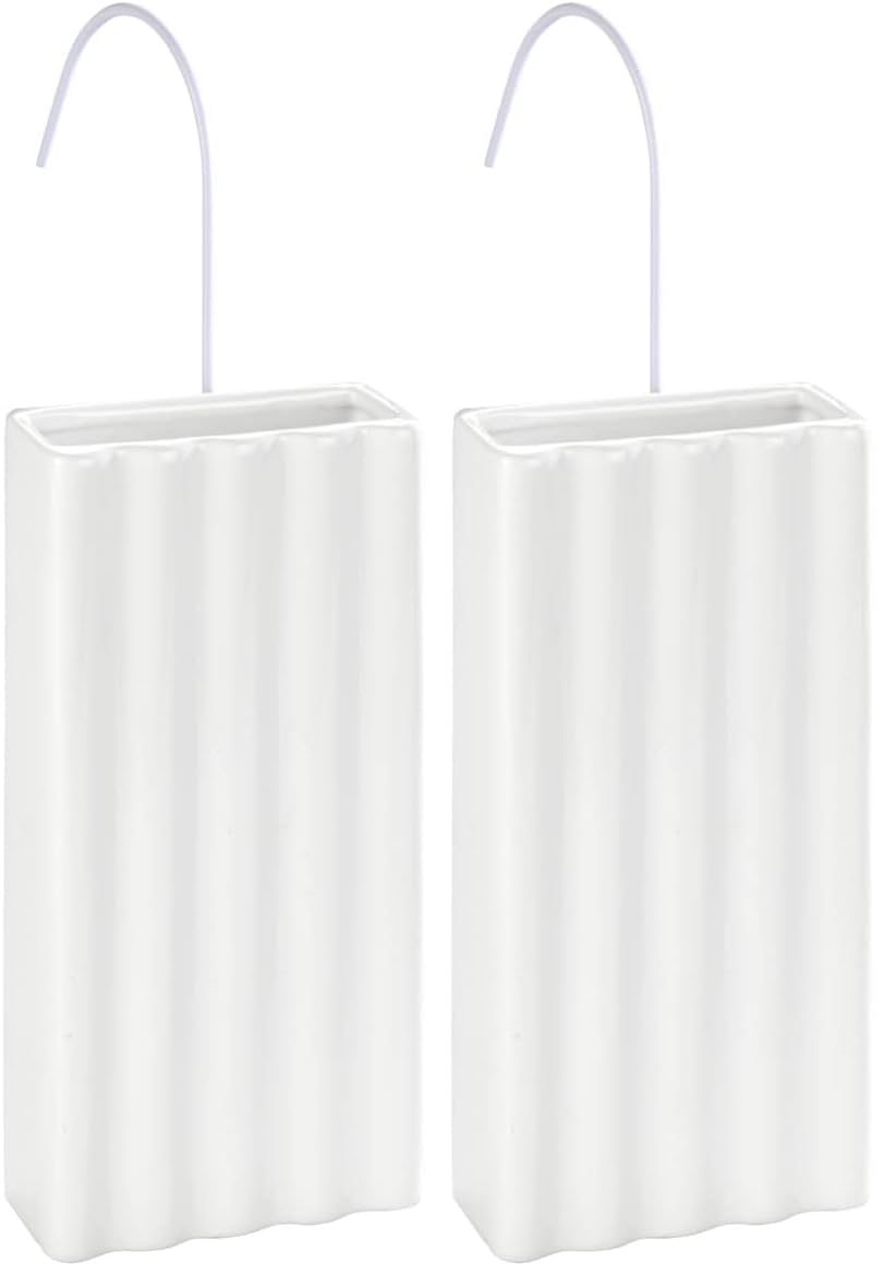 WENKO Saturateur Lignes - Humidificateur de locaux avec structure pour le radiateur, Céramique, 9 x 19.5 x 4 cm, Blanc (Lot de 2)