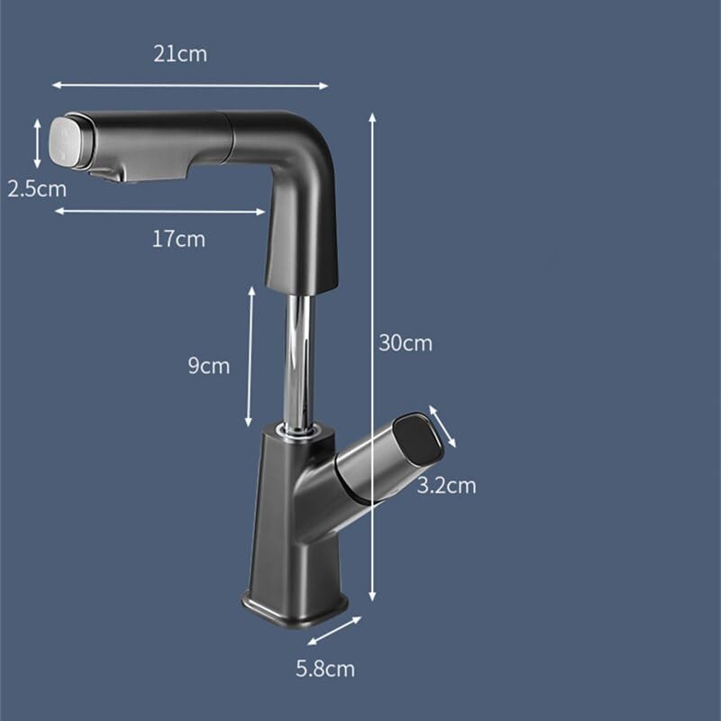 Robinet extractible et relevable SLT213-S avec douchette pour vasque - 2