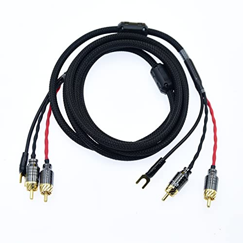 Arklove Ultra Low Noise Double Audio 2 RCA to RCA Cable of Independent Shielded Signal Line of LP Vinyl Record Player Amplifier Chassis Gold Plated Connector (5ft)