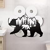 WADORN Bear Toilet Paper Holder, Funny Bear Rustic Cabin Decorative Toilet Paper Storage Extra 8 Rolls Wild Bear Freestanding Toliet Paper Organizer Stand for Farmhouse Bathroom Cabinet Space