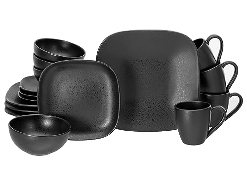 CreaTable, 16818, série Magic Black Square, set de vaisselle, service combiné 16 pièces