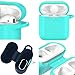Airpods Case, Music tracker Protective Thicken Airpods Cover Soft Silicone Chargeable Headphone Case with Anti-Lost Carabiner for Apple Airpods 1&2 Charging Case (Green)