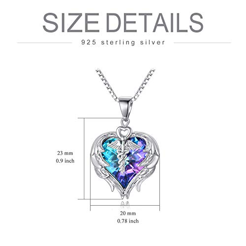 AOBOCO Nurse Gifts for Women, 925 Sterling Silver Nurse Necklace with Caduceus Angel Wing Heart Charm, Nurse Jewelry Gift for Doctor Nurse Medical Student - Image 6