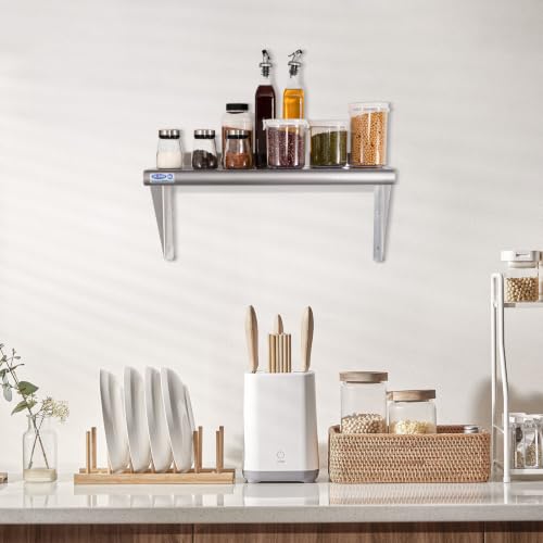 Image of HARDURA Stainless Steel Shelf 18 inch x 36 inch, 340lb Commercial Shelves Wall Mount Metal Shelving with Backsplash and Brackets for Kitchen, Restaurant, Laundry Room and Home