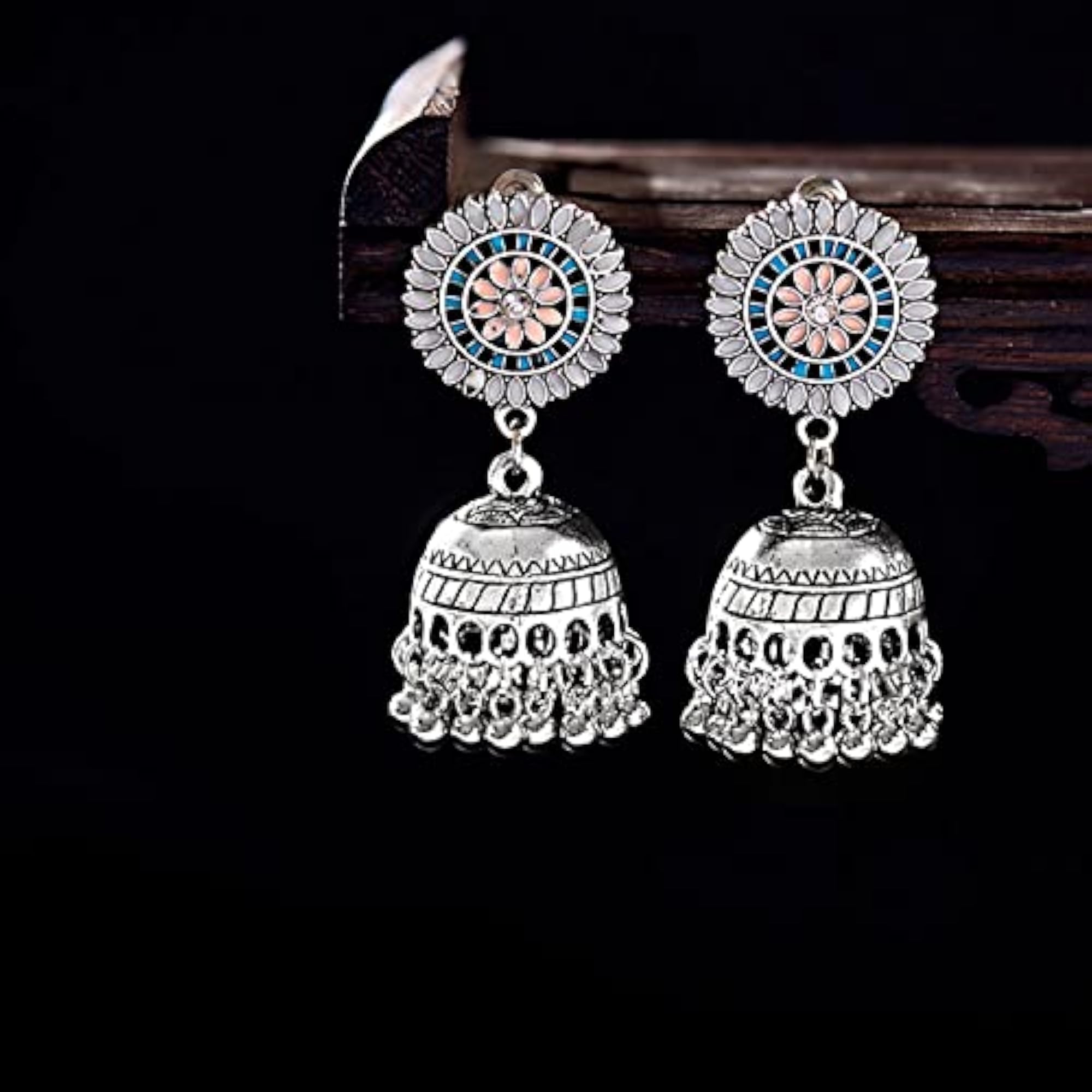 Multicolor Stone Studded Tassel Earrings