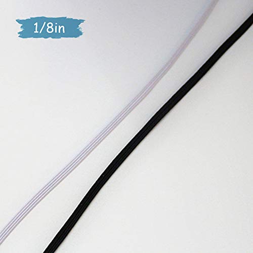 200 Yards Length 1/8 Inch Width Braided Elastic Band White Elastic String Cord Heavy Stretch High Elasticity Knit Elastic Band For Sewing Craft Diy, Mask #TOP4