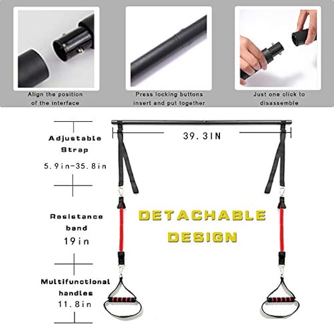 180LBS Adjustable Pilates Toning Bar Kit with Resistance Bands, Anti-Break, Full Body Dynamic Workout, Home Portable Gym