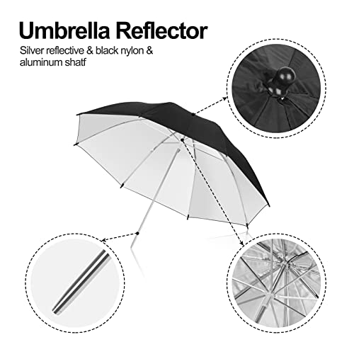 Image of EMART 33inch /84cm Black /Silver Photo Soft Umbrella for Photography 2Pack