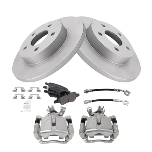 Image of TRQ Rear Brake Pad & Rotor Kit Semi-Metallic Premium G-Coated Compatible with 2005-2008 Chevrolet Cobalt 2008-2010 HHR 2007-2009 Pontiac G5 2004-2007 Saturn Ion