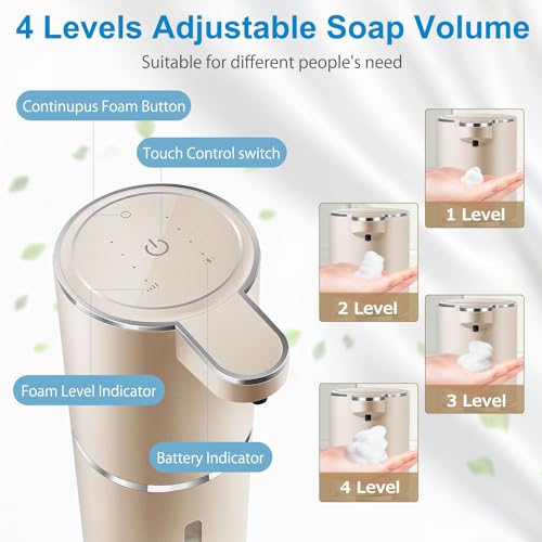 Gotofine Automatic Foaming Soap Dispenser,4-Level Adjustable Foam thumb #2