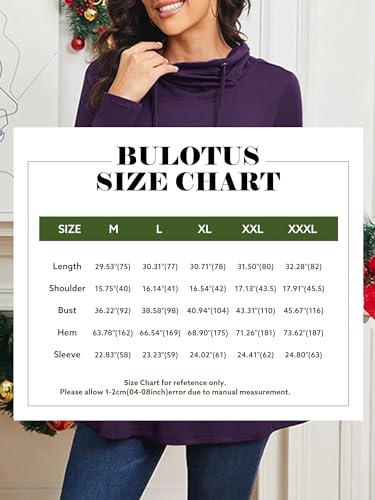 Bulotus Fall Sweaters for Women 2025 Cowl Neck Asymmetrical Long Tunics for Leggings Vacation Travel Tops with Pockets