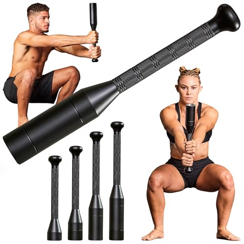 Elite Sports Steel Mace Bell for Training 6-Piece Set Construction with Powder Coating Full Body Workout Grip and Forearm Strength Shoulder Mobility Home Gym Fitness Matte Finish Black 6KG