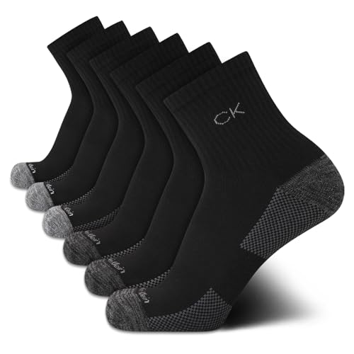 Calvin Klein Mens 6 Pack High Quarter Cut Crew Socks | Cushioned Footbed With Breathable Moisture Wicking Fabric and Snug Arch Band, Ankle Height Comfort for Running, Gym and Sport - image 1