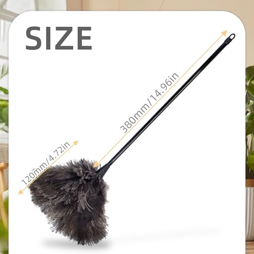 Image of Ostrich Feather Duster, 20 Inch Fluffy Mini Duster Brush Washable with Long Plastic Handheld, Handheld Feather Dusters for Cleaning Supplies Window Blind Duster Home Car Keyboard Office