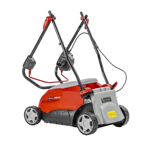 Kosiarka elektryczna Garden DEDRA, szerokość koszenia 320 mm, wszystkie rodzaje trawy – worek na trawę 30 l, 1300 W, 30-60 mm cięcie. Składana, waga 12 kg z ergonomicznym uchwytem