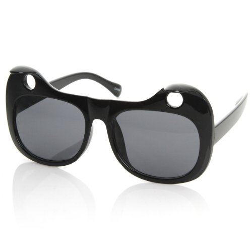 zeroUV Designer Inspired Womens Fashion Curled Cat Ear Cut-Out Cat Eye Sunglasses