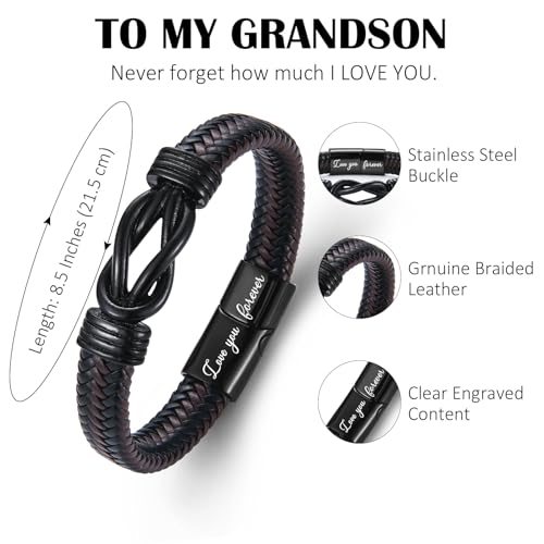Pulsera trenzada de cuero con grabado para hombre miniatura 5