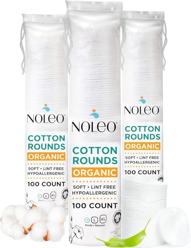 Organic Cotton Rounds Compatible with Makeup Products, Eye Makeup Remover Pads and Baby Wipes, Small, 300 Count - Noleo