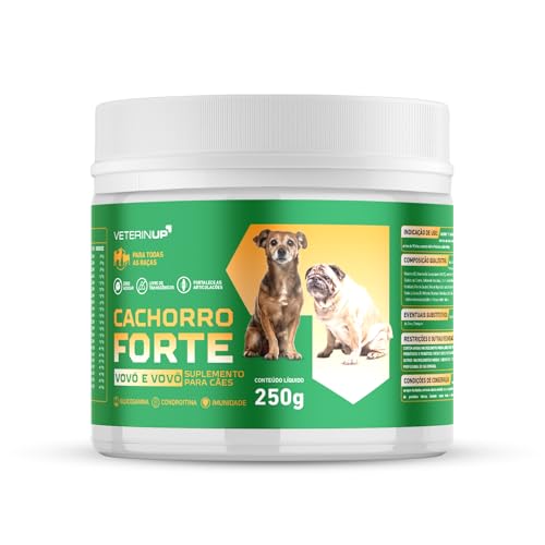 Suplemento Cachorro Forte Vovô e Vovó 250g | Fortalece Ossos, Articulações e Imunidade Canina | Reduz Queda de Pelos, Melhora Digestão e Aumenta a Energia | Desenvolvidos por Veterinários | VeterinUp