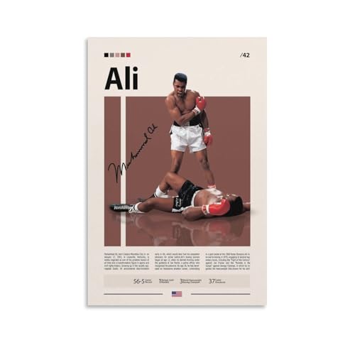 NFDVFHFRQ Poster sur toile avec autographe Mohammed Ali - Décoration murale pour salon, chambre à coucher - 40 x 60 cm