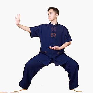 LENFUN Men's Tai Chi Uniform, Martial Arts Kung Fu Uniform Shirt Chinese Traditional Clothes Short Sleeve Tang Suit,for Tai Chi Training