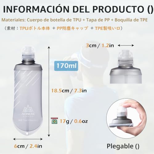Botella Soft Flask compacta de TPU flexible con boquilla antigoteo de 170ml 3