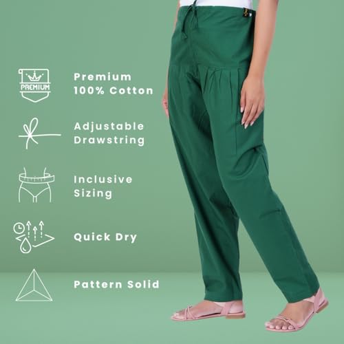 Image of Happy Bunny Salwar Pant - Modern Style Pure Cotton for Women - Ethnic Semi Patiala Trouser - Office,Home - All Day Comfort Wear with Drawstring