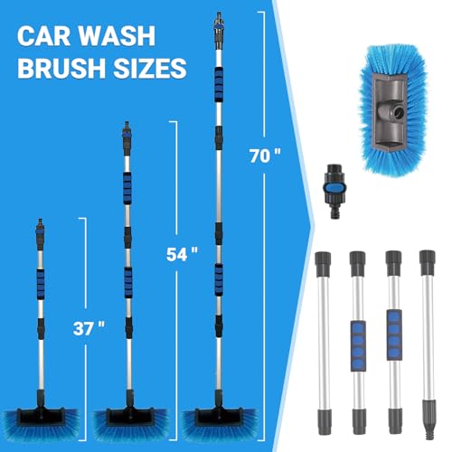 72" Car Wash Brush with Long Handle, On/Off Switch for Car RV Truck Boat Washing Brush, Complete Cleaning Kit with Car Wash Mop Windshield Squeegee Multifunctional Wash Brush - Image 3