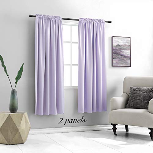 Image of DONREN Room Darkening Window Curtain Panels for Bedroom - Rod Pocket Blackout Solid Curtains for Dining Room(Light Purple,42 W x 72 L 2 Panels)