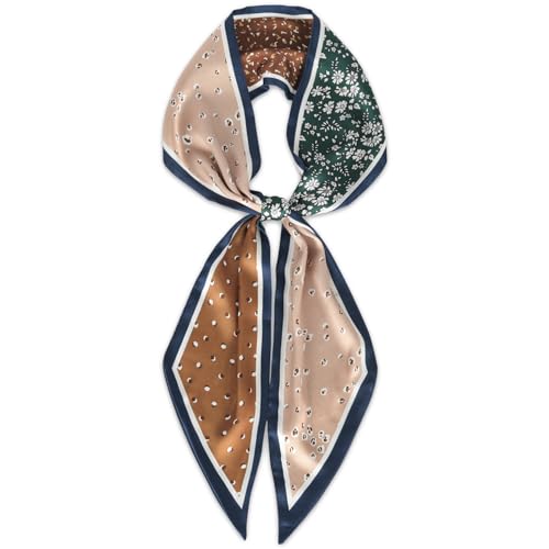 EXTREE Satin Scarf Mulberry Silk Printed Head Wrap Hair Band 7"" x 59"" A073