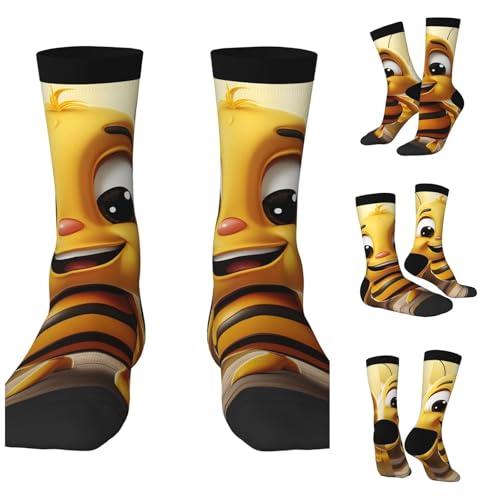 LZQPOEAS Honey bee Athletic Socks Unisex Cushioned Crew Socks Hiking Running Calf Sock Soft Above Ankle Sock