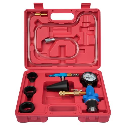 Cooling System Vacuum Purge Radiator Coolant Refill Tool Kit, Automotive Water Tank Pneumatic Vacuum Antifreeze Change Filler Set, with 4 Sizes Adapter Hose for Car Van SUV Truck