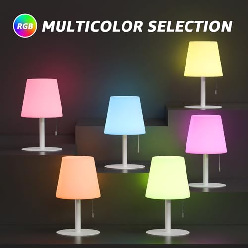 Image of uuffoo Shower Lamp Rechargeable Cordless Light Waterproof for Bathroom Spa | Portable Battery Operated Table Lamp RGB Mood Lighting LED Night Light for Patio kitchen Camping (2PCS White)