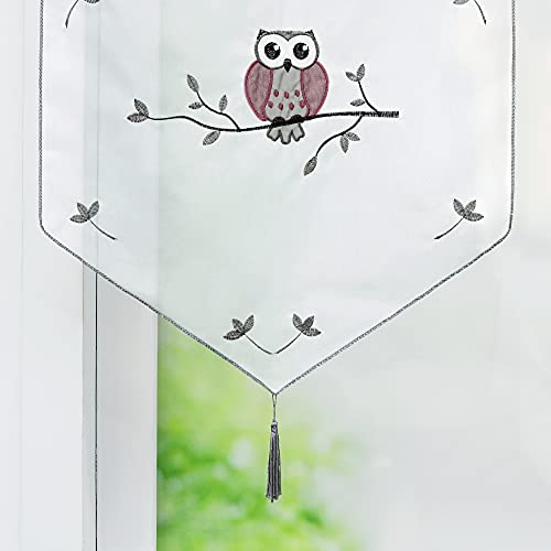 CORLIF Voile Net Curtain with Drawstring, Kitchen, Transparent Embroidered Bistro Curtain with Tassel, Window Curtains - Image 3