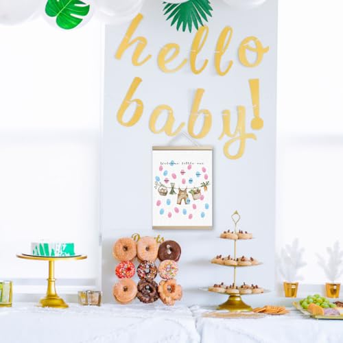 Image of Locally Grown Baby Shower Decoration, Gender Reveal Party Decorations Gifts Ideas, Baby Shower Party Supplies, Thumbprint Hanging Paintings(12x15in)