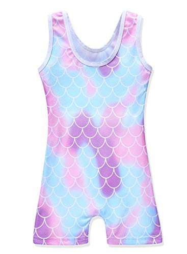 Image of HOZIY Gymnastics Leotards for Girls with Shorts Toddlers Biketards Rainbow Unicorn Dinosaur Mermaid Leopard Flower Galaxy