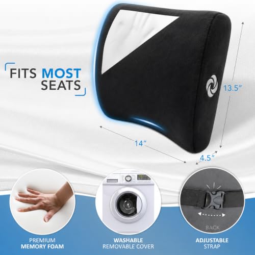 Samsonite Lumbar Support Pillow for Office Chair and Car Seat, Perfectly Balanced Memory Foam, Versatile Use Lower Back Cushion, Black Plush - image 5