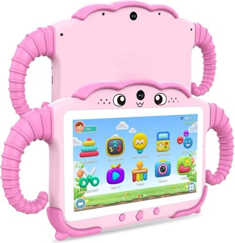Kinder 7 Zoll Kids Tablet für Kinder ab 3-14 mit Hülle, 2GB+32GB, Kindersicherung, GMS Certified, WiFi, Dual Kamera, Google Play Store, Rosa