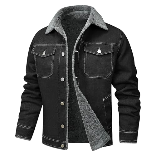 Chaqueta de denim para hombre forrada con polar miniatura 1