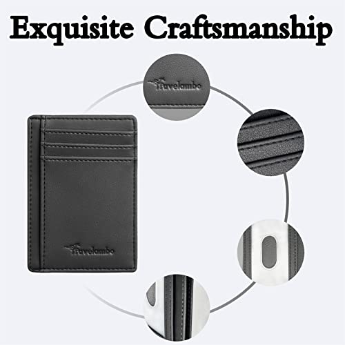 travelambo front pocket minimalist leather slim wallet rfid blocking medium size