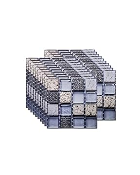 FBBULES 20PCS Mosaic Style Decorative Tile Stickers, Self Adhesive Wallpaper Waterproof Peel and Stick on Wall Glass Furniture for Kitchen Bathroom Room Transformation, Gray (10x10cm/4x4inch)