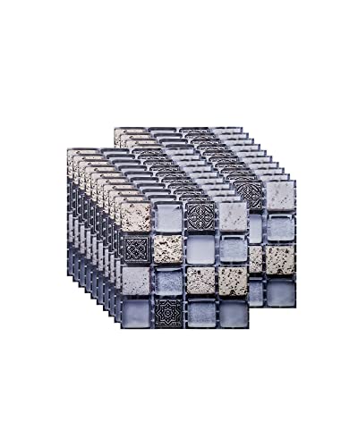 FBBULES 20PCS Fliesenaufkleber PVC, Fliesen Klebefolie Selbstklebend Wasserdicht Fliesensticker für Küche Badezimmer Fliesendekor Wandaufkleber Mosaikstil Grau (10x10 cm/4x4 Zoll)