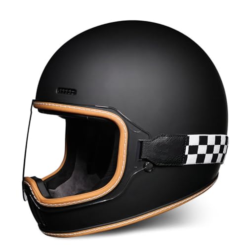 Retro-Integralhelme Motorradhelm Motorrad Scooter Retro Classic Crash Racing Touring ECE-geprüfter Helm,Atmungsaktiv und Warm für Erwachsene Männer Women M,M
